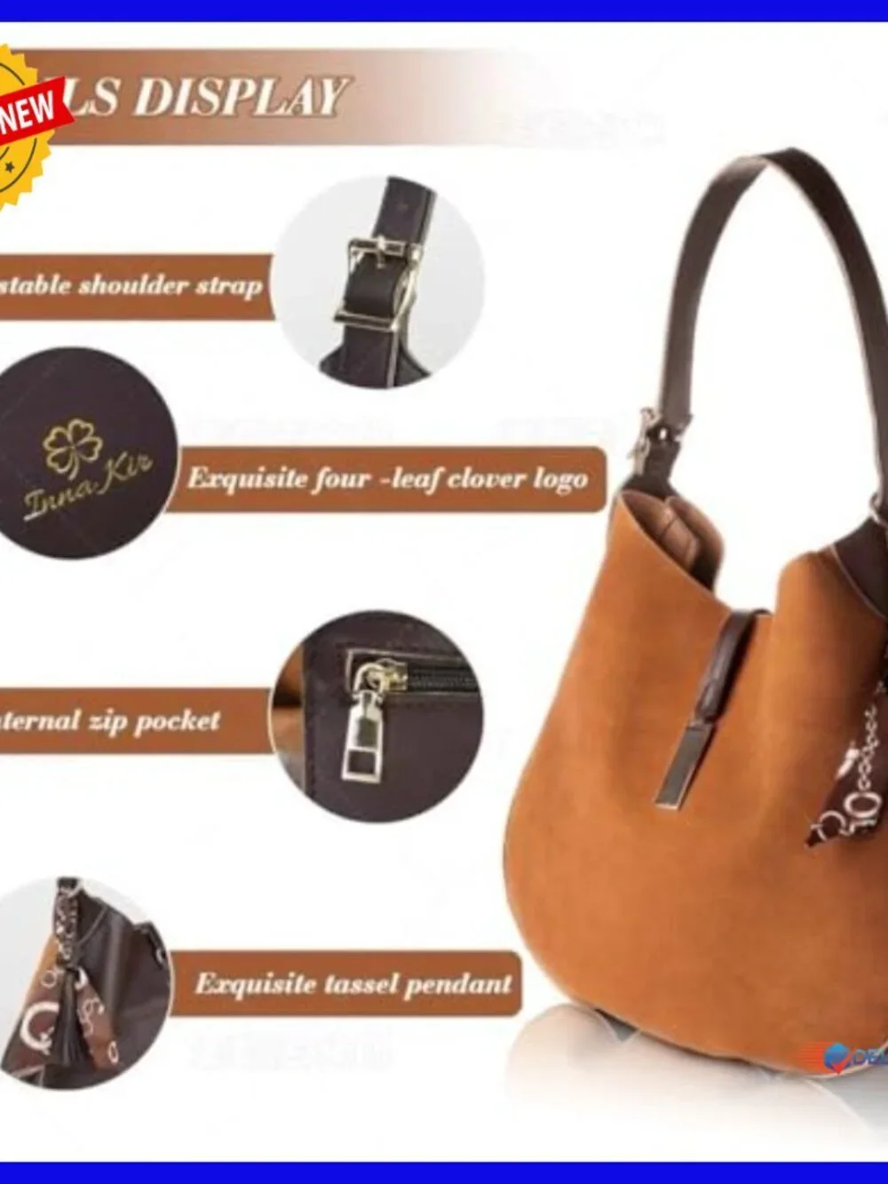 Medium Vegan Suede Hobo Bag with Magnetic Closure & Adjustable Strap